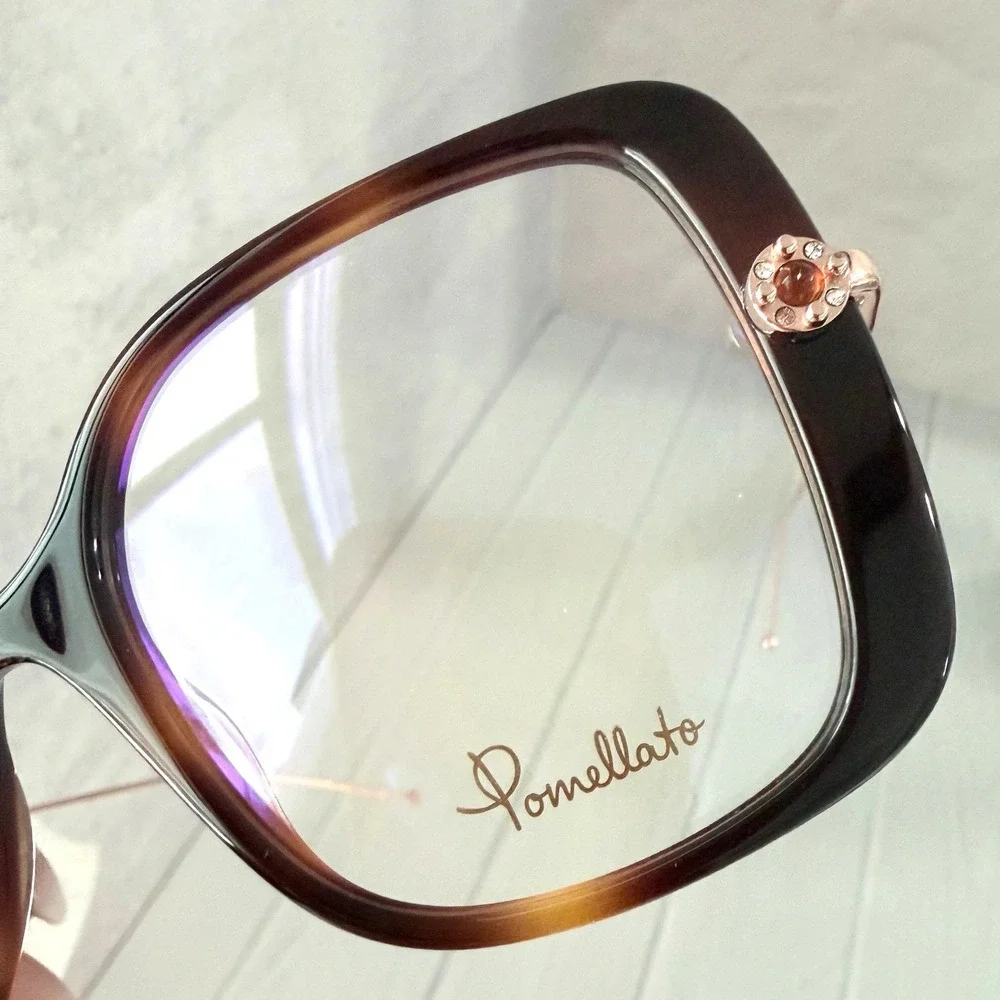 Pomellato Eyeglasses PM0098O-002 Havana Gold Tortoise Square Women Italy NEW